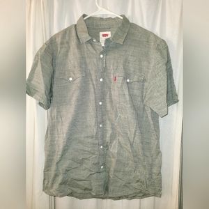 Levi’s Short Sleeve Button Front Relaxed Fit Shirt Black Pastel green Large west